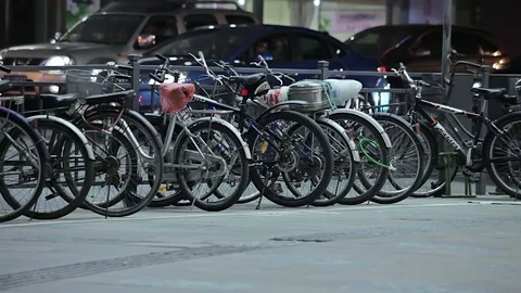 Parking for bicycles of Shanghai. Stock Footage 83762529