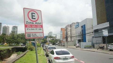 Parking in blue zone area Stock Photos