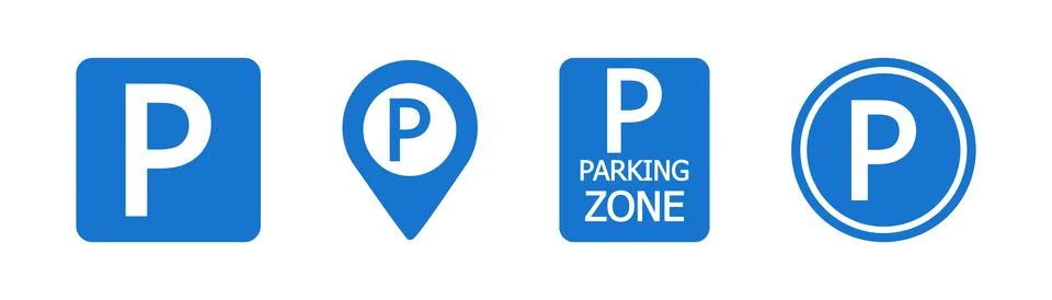 Parking car icon set. Pointer parking symbol. Sign p map vector flat. Stock Illustration