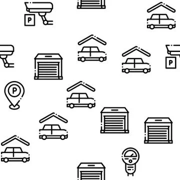 Parking Car Seamless Pattern Vector Stock Illustration