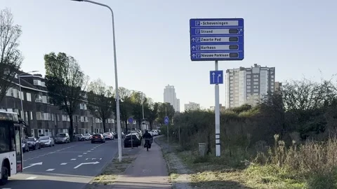 Parking direction sign in Scheveningen Den Haag Stock Footage 306354931