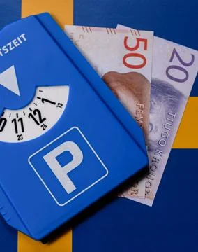 A parking disc, permit, or ticket for measuring time and paying municipal ser Stock Photos