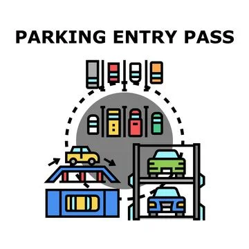 Parking entry pass system for automated vehicle access Stock Illustration