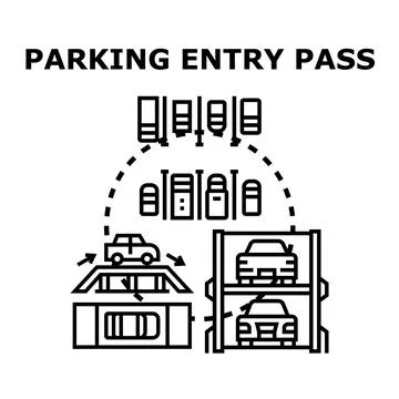 Parking entry pass system for automated vehicle access Stock Illustration