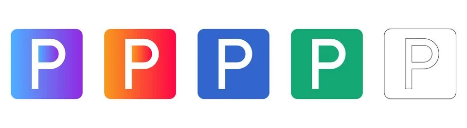 Parking Facility Location Icon Set Illustrazione stock