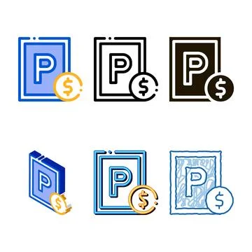 Parking fee icon range vector outline 스톡 일러스트