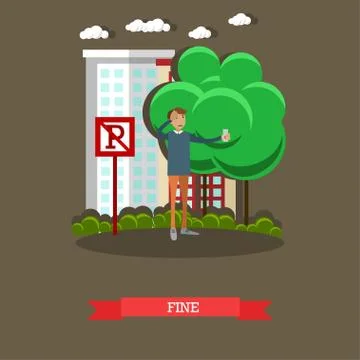 Parking fine concept vector illustration in flat style Stock Illustration