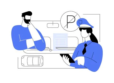 Parking fines abstract concept vector illustration. Stock Illustration