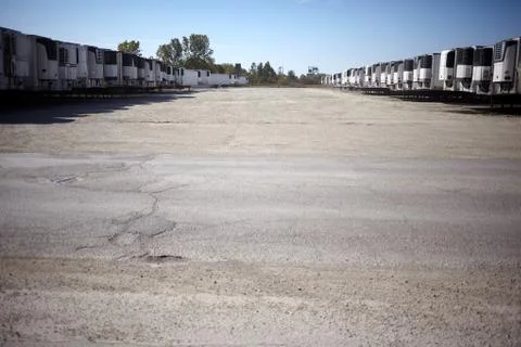 Parking of freight containers Stock Photos