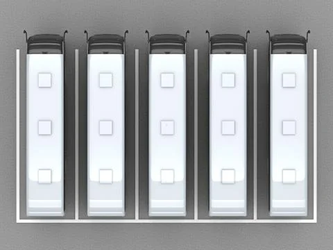 Parking full group buses top view Stock Illustration