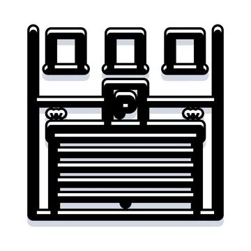 Parking garage building icon with gate Ilustración de archivo