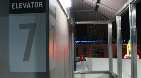 Parking garage elevator by Crest Theater Stock Footage 25395885