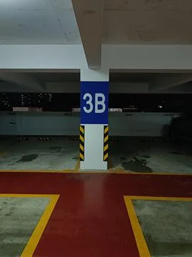 Parking garage level marked Stock Photos