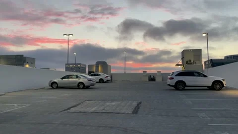 Parking Garage at Sunset Stock Footage 156641229