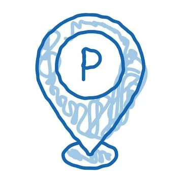 Parking Geolocation doodle icon hand drawn illustration 스톡 일러스트