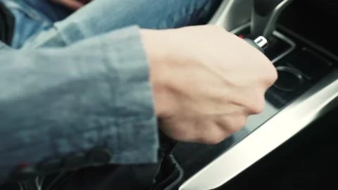 Parking handbrake in a car 스톡 동영상 167601822