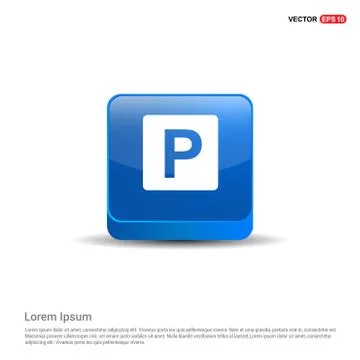 Parking icon - 3d Blue Button Stockillustratie