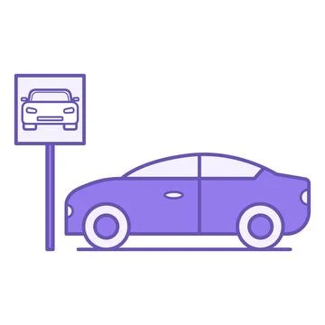 Parking Icon Color. Vector Icon. Road Sign and Car. Temporary Stop of Vehic.. Stockillustratie