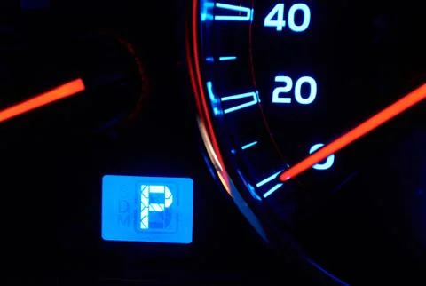 Parking icon on dashboard Stock Photos