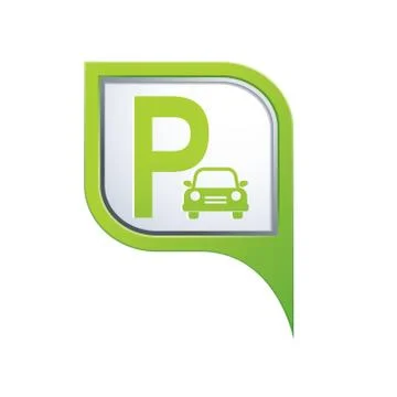 Parking icon on green pointer Stock Illustration
