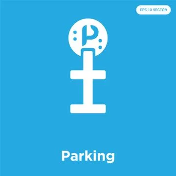 Parking icon isolated on blue background Free Stock Illustration