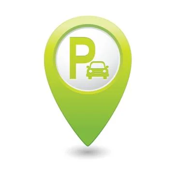 Parking icon map pointer green Stock Illustration