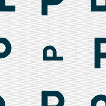 Parking icon sign. Seamless pattern with geometric texture. Vector Stock Illustration