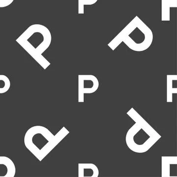 Parking icon sign. Seamless pattern on a gray background. Vector Illustrazione stock