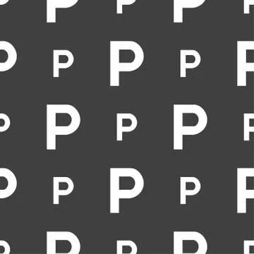 Parking icon sign. Seamless pattern on a gray background. Vector Illustrazione stock