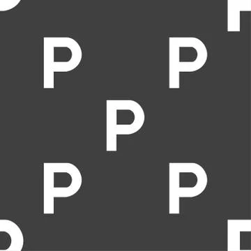 Parking icon sign. Seamless pattern on a gray background. Vector Stock Illustration