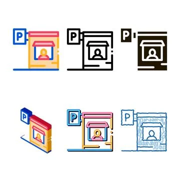 Parking icon vector outline stylized Stock Illustration