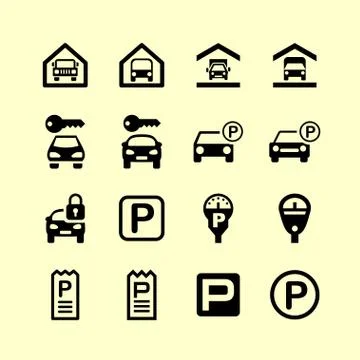 Parking icons Stock Illustration
