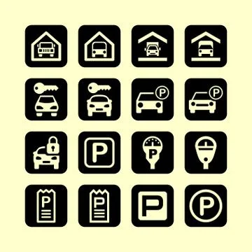 Parking icons Stock Illustration