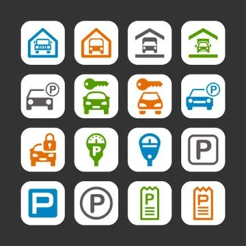 Parking icons Stock Illustration