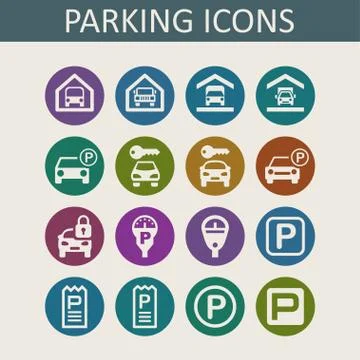 Parking icons Stock Illustration