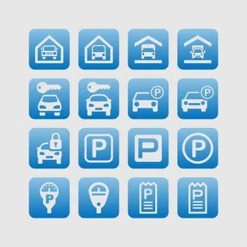 Parking icons Stock Illustration