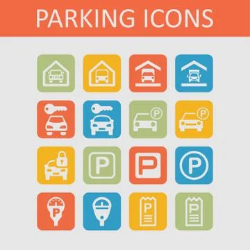 Parking icons Stock Illustration