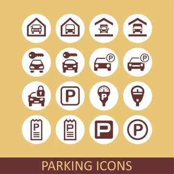 Parking icons Stock Illustration