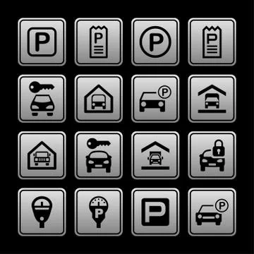 Parking icons Stock Illustration