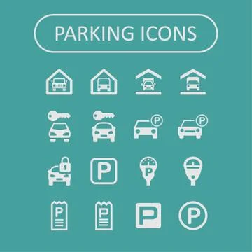 Parking icons Stock Illustration
