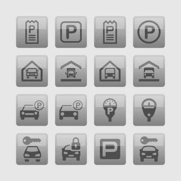 Parking icons Stock Illustration