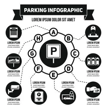 Parking infographic concept, simple style Ilustração Stock