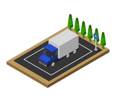 Parking isometric in vector on a white background Stock Illustration