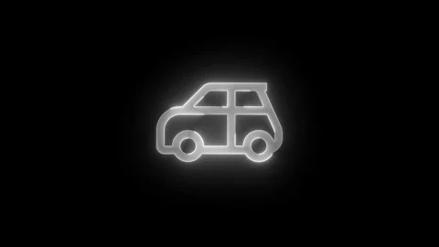 Parking location car shape stroke icon glowing neon white color animation Stock Footage 279301417