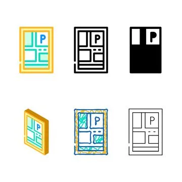 Parking location on map color icon pack vector Stock Illustration