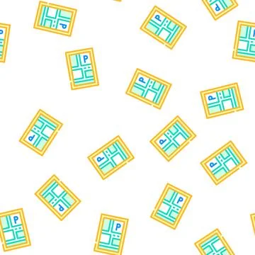 Parking location on map vector seamless pattern Illustrazione stock