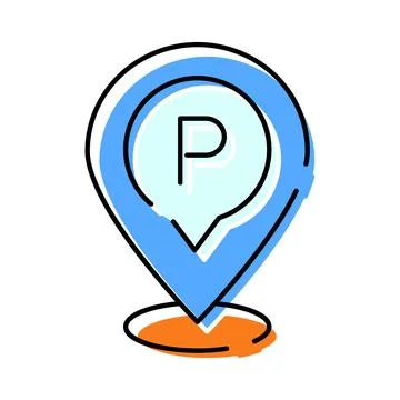 Parking location pin marker finding car park Ilustração Stock