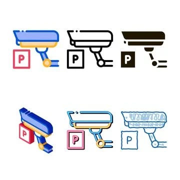 Parking looks camcorder icon vector outline Stock Illustration