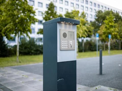 Parking Lot Intercom System for Access to a Car Park Foto stock