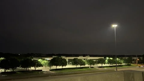 Parking Lot Light Pole at Night Under Stormy Sky Stock Footage 344593586